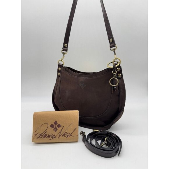 Patricia Nash Caletta soft suede leather shoulder crossbody + Dust bag CHOCOLATE - Picture 3 of 13
